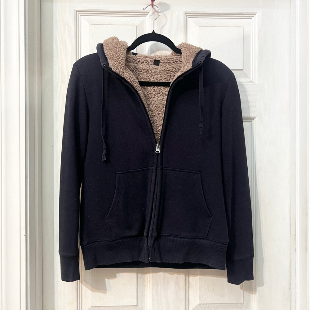 Uniqlo Navy Hoodie with Tan Lining